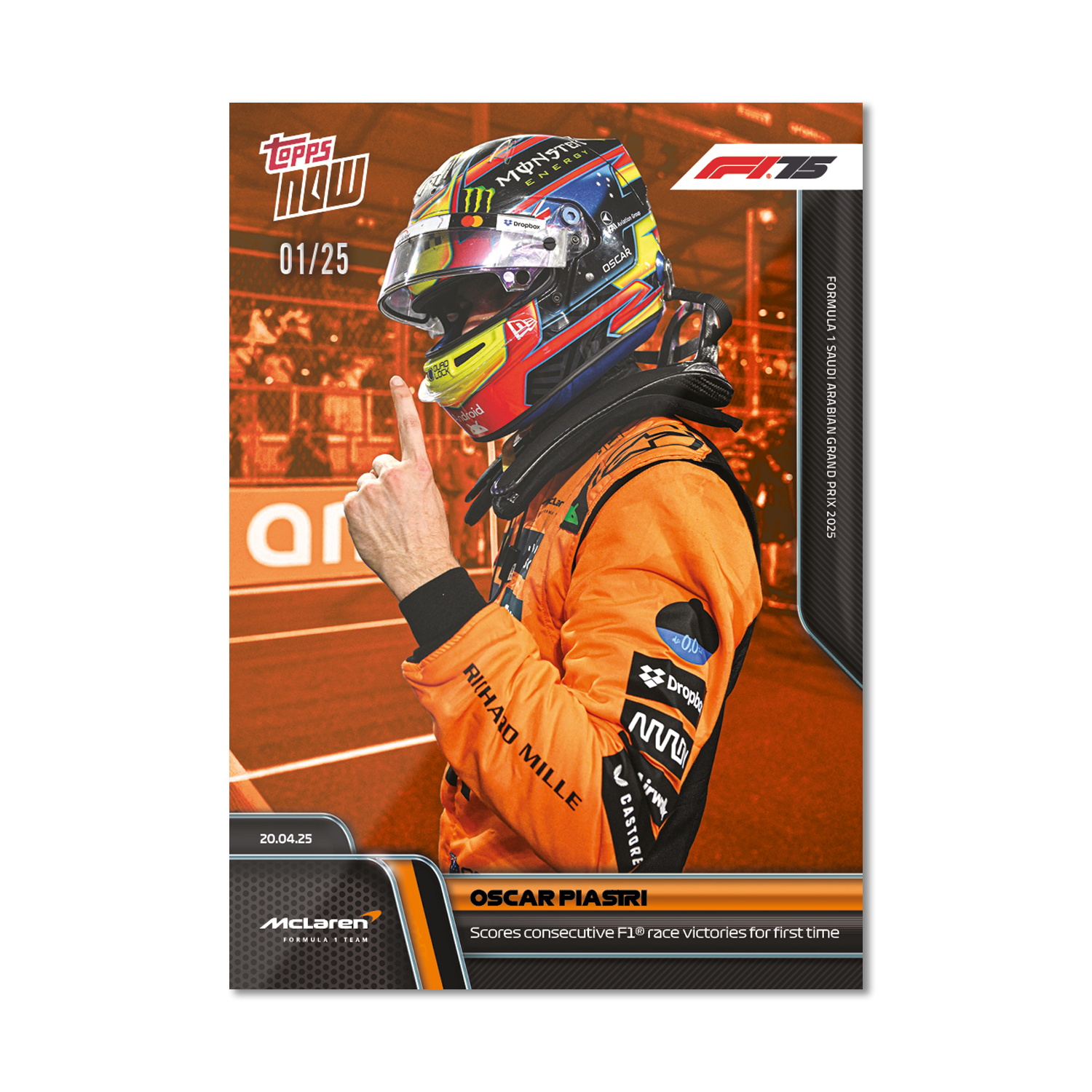Oscar Piastri - 2025 Formula 1 Topps NOW - Card 31 - PR: 2723 - Image 4