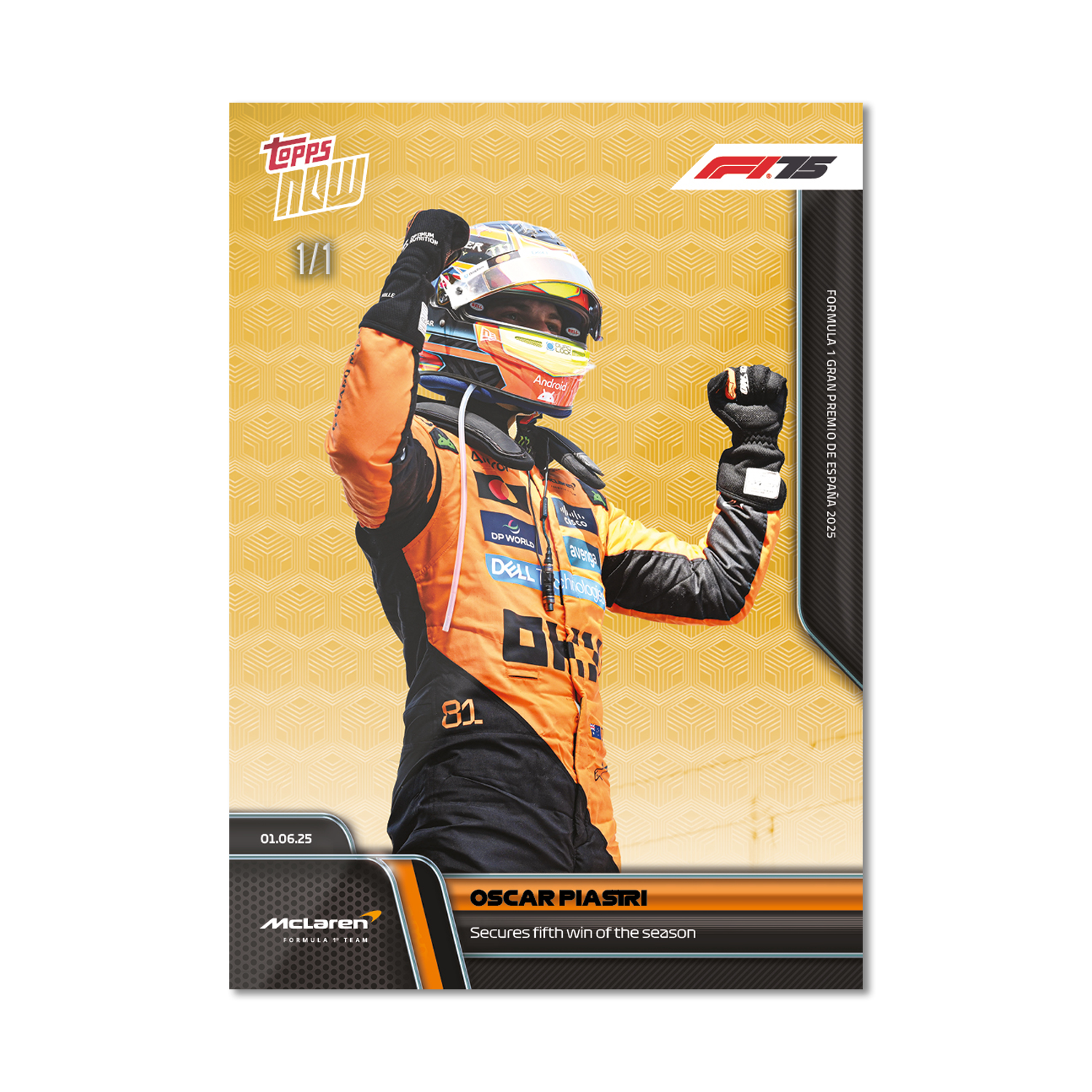 Oscar Piastri - 2025 Formula 1 Topps NOW - Card 41 - PR: 2282 - Image 2