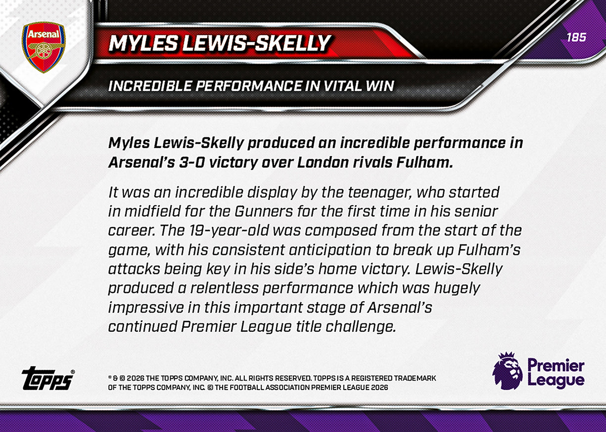 Myles Lewis-Skelly - 2025-26 Premier League Topps NOW - Card 185 - PR: 863 - Image 7