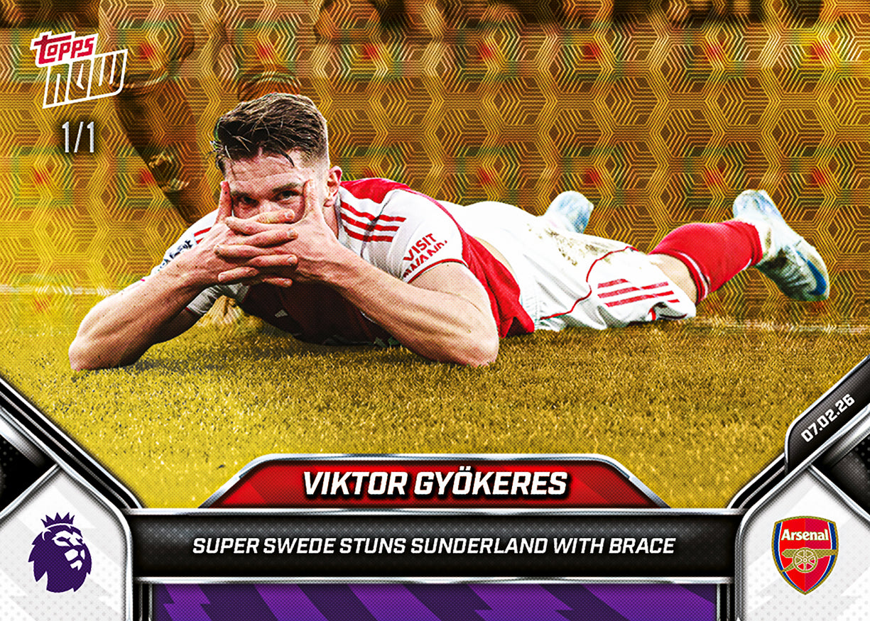 Alternative view of Viktor Gyökeres - 2025-26 Premier League Topps NOW - Card 129 - PR: 100
