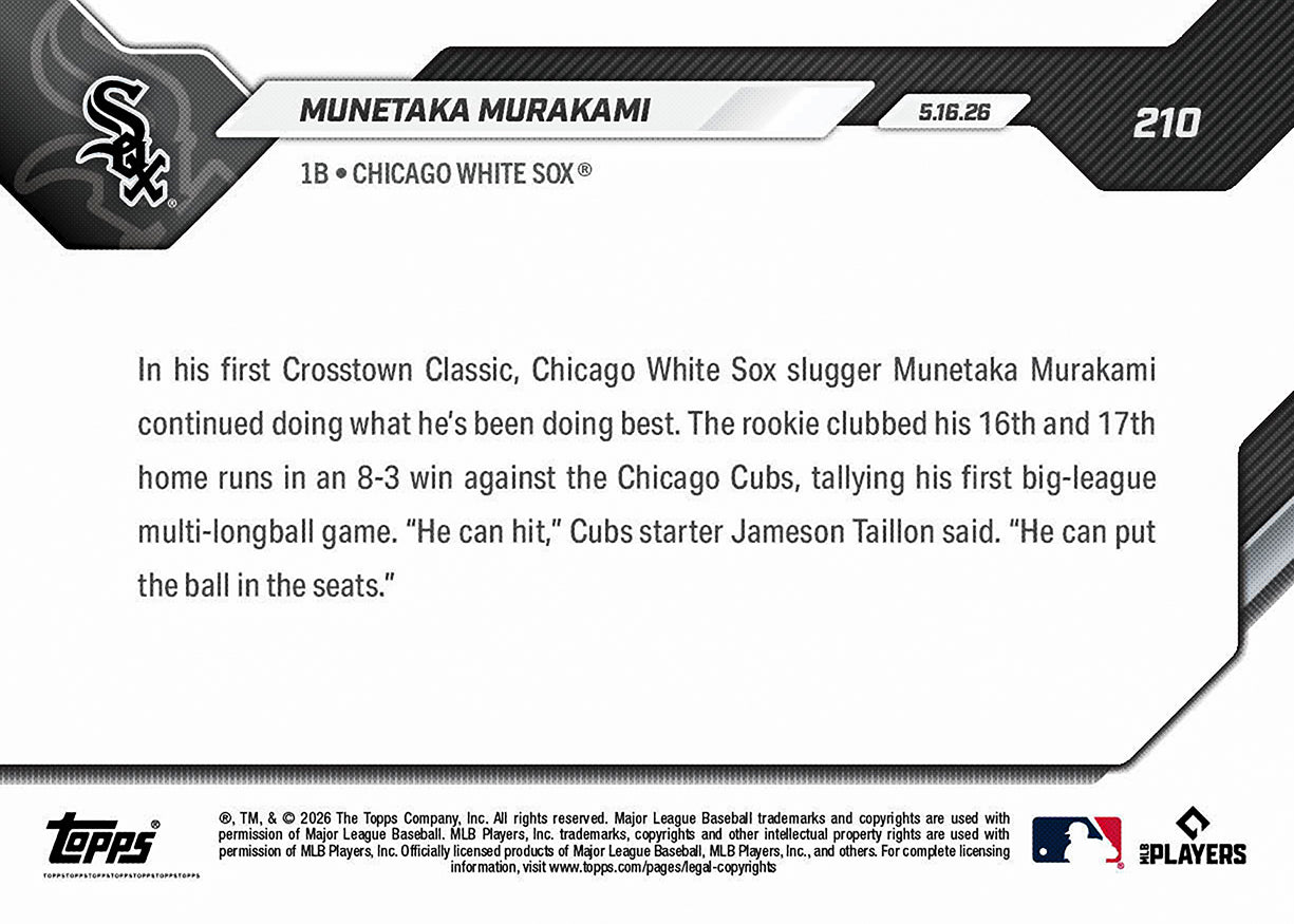 Munetaka Murakami - 2026 MLB Topps NOW - Card 210 - PR: 24160 - Image 4