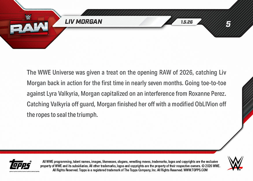 Liv Morgan - 2026 WWE Topps NOW - Card 5 - PR: 3066 - Image 3
