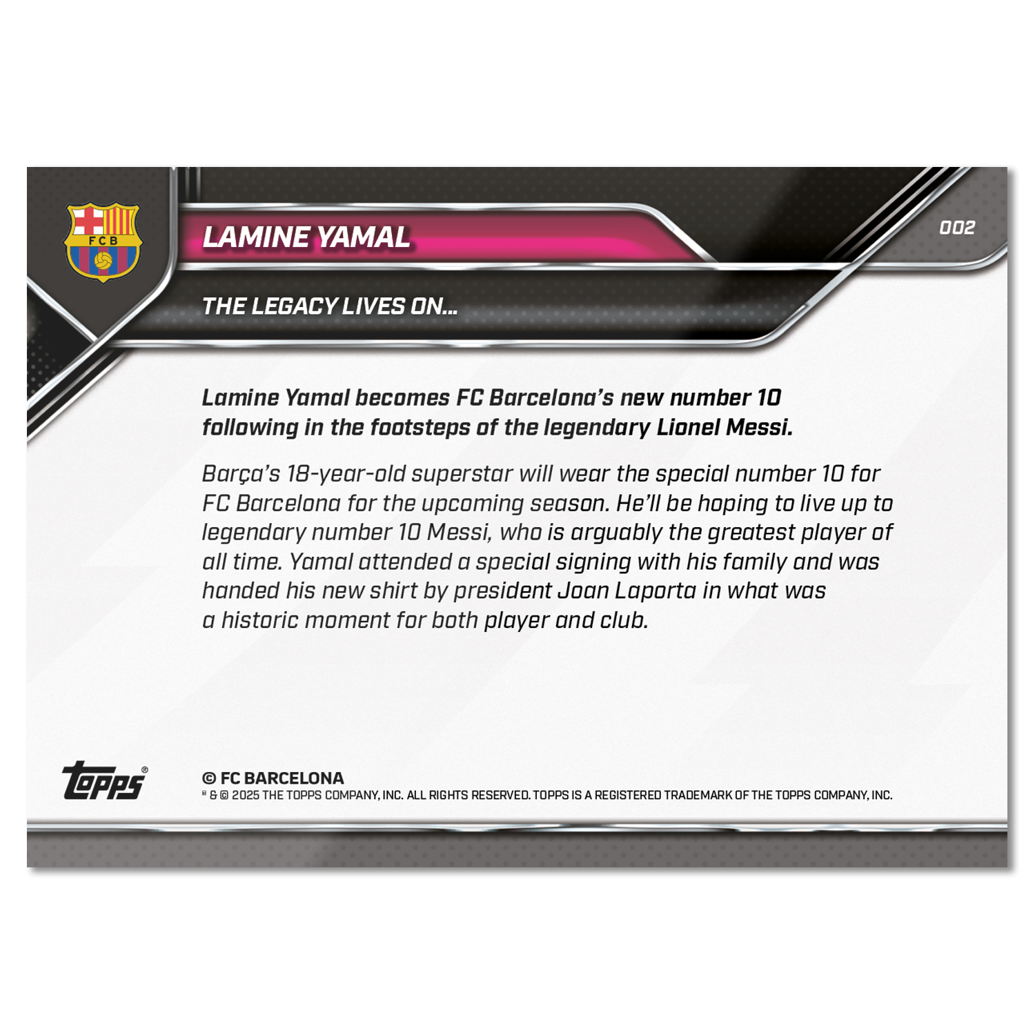 Lamine Yamal - 2025 FC Barcelona Topps NOW - Card 2 - LOOK FOR DUAL AUTO - PR: 76476 - Image 9
