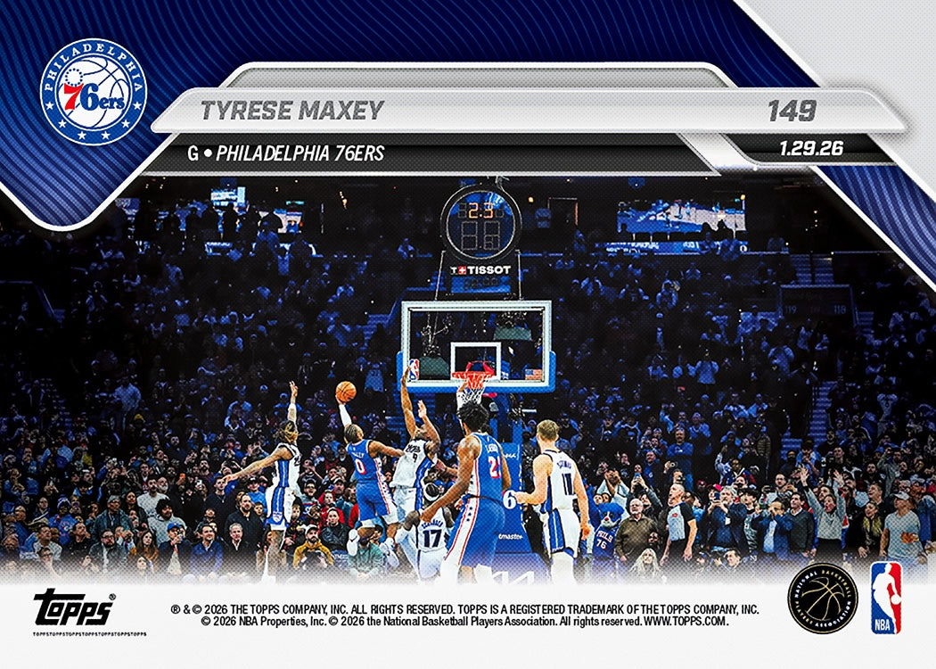 Alternative view of Tyrese Maxey - 2025-26 NBA Topps NOW - Card 149 - PR: 983
