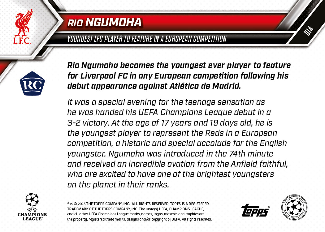 Rio Ngumoha - 2025-26 UCL Topps NOW - Card 14 - PR: 2412 - Image 7