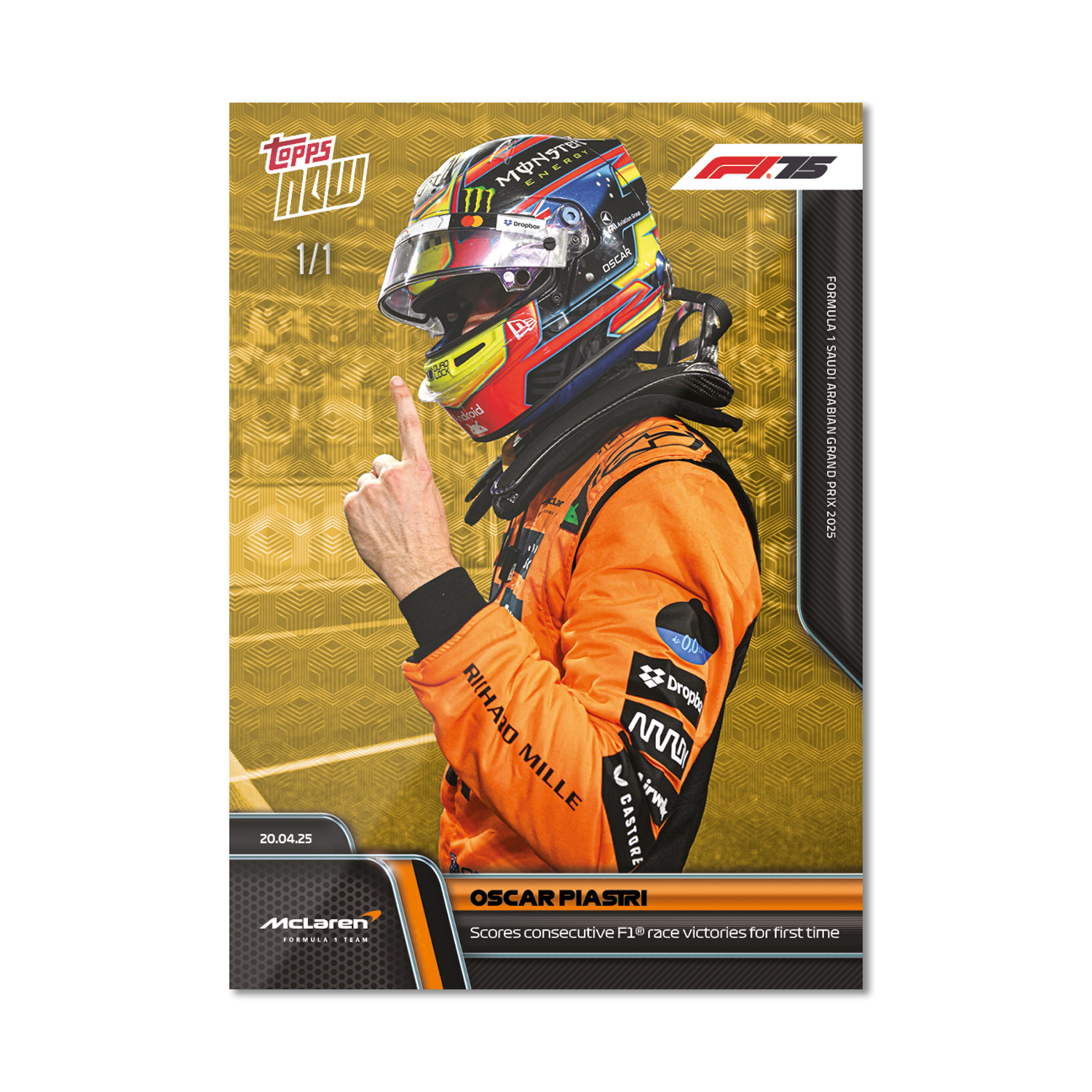 Oscar Piastri - 2025 Formula 1 Topps NOW - Card 31 - PR: 2723 - Image 2
