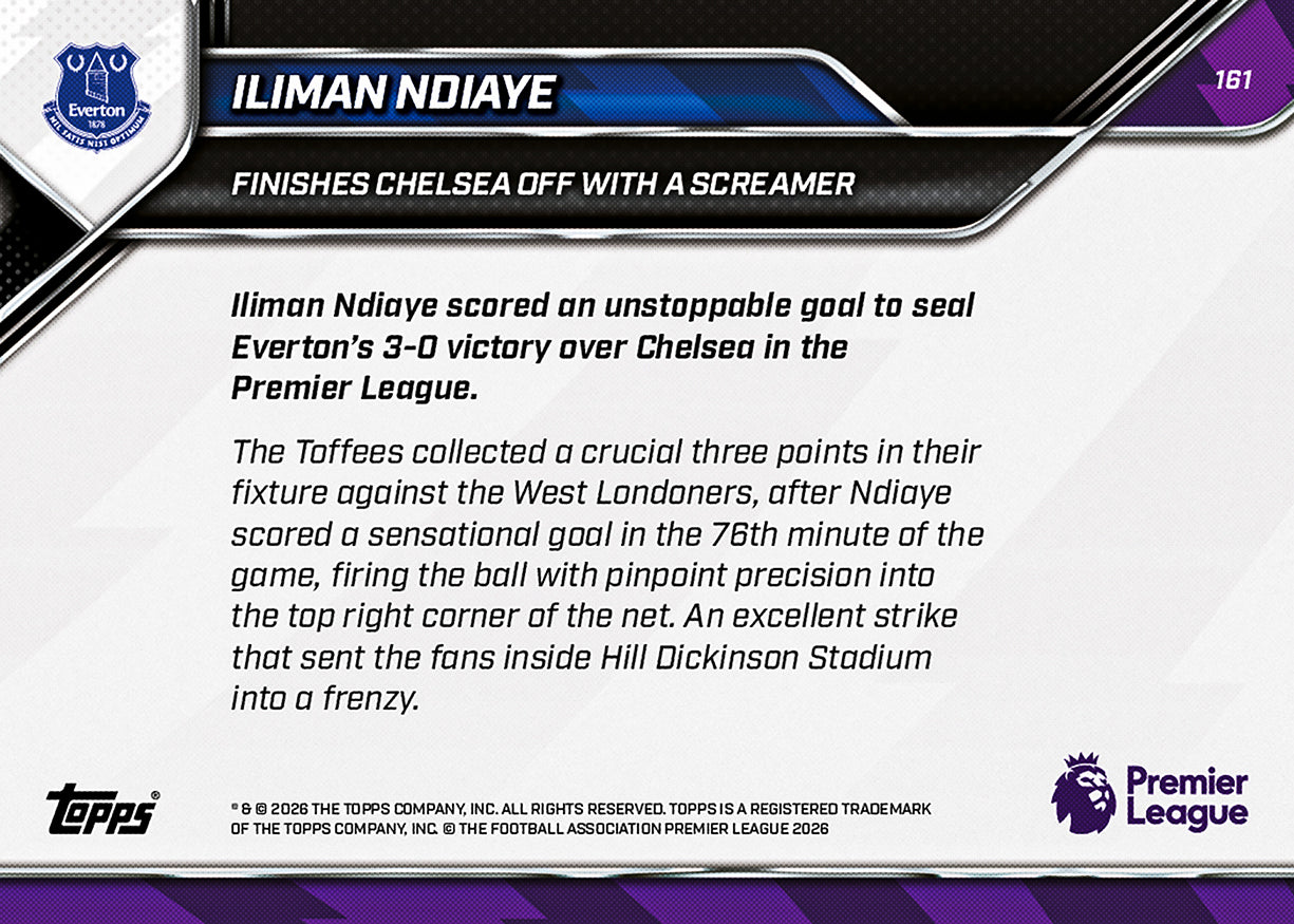 Iliman Ndiaye - 2025-26 Premier League Topps NOW - Card 161 - PR: 325 - Image 7