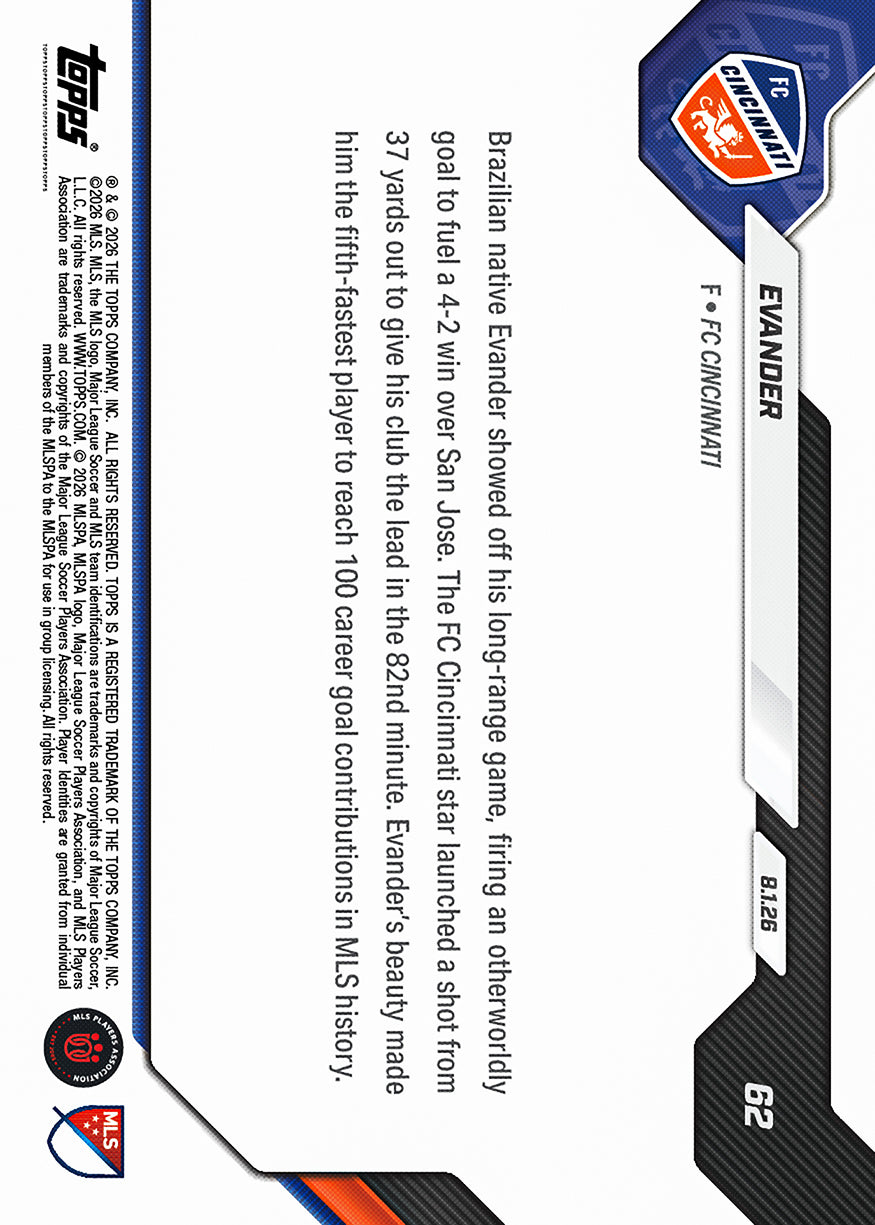 Evander - 2026 MLS Topps NOW - Card 62 - PR: 236 - Image 2