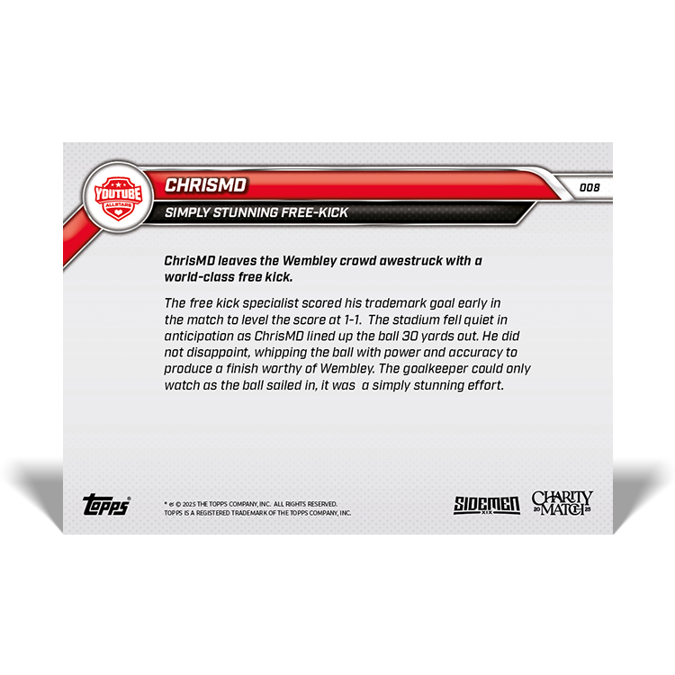 ChrisMD - 2025 Sidemen Charity Match Topps NOW Card 8 - PR: 161 - Image 7