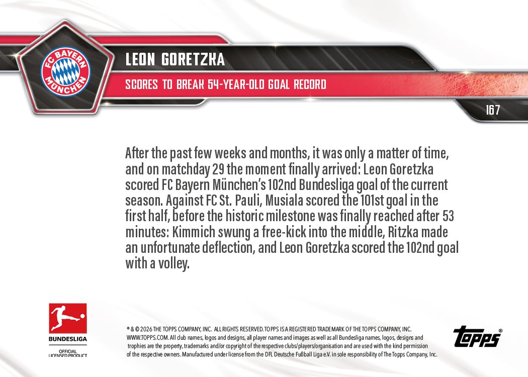Leon Goretzka - 2025-26 Bundesliga Topps NOW - Card 167 - PR: 491 - Image 7