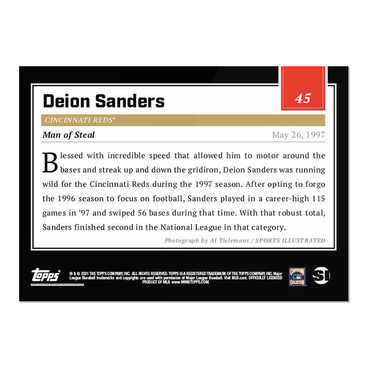 Alternative view of 2021 Topps x Sports Illustrated - Deion Sanders - Card #45 - PR: 1159