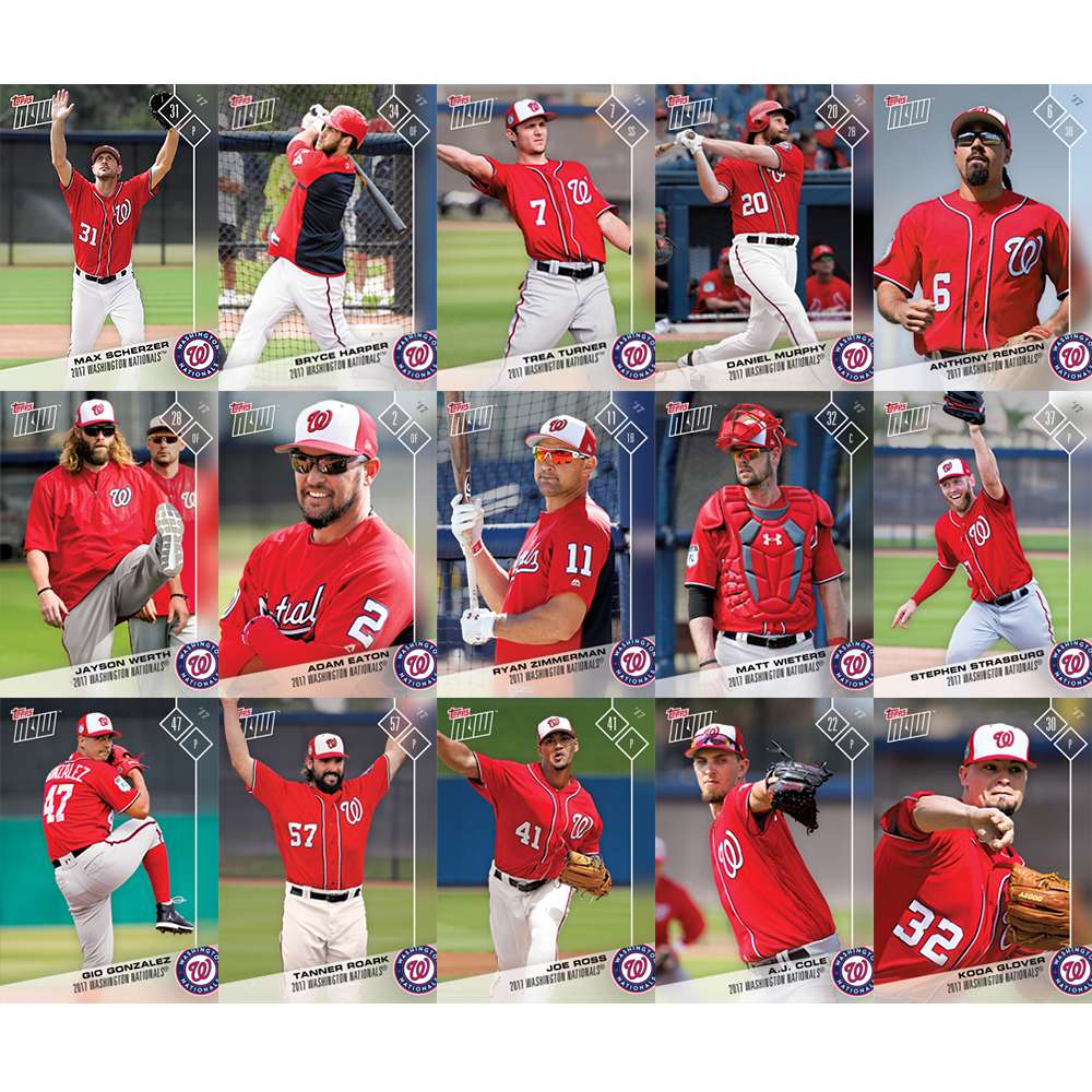 2017 Washington Nationals TOPPS NOW Road To Opening Day 15-Card Team Set - Print Run: 103 Sets