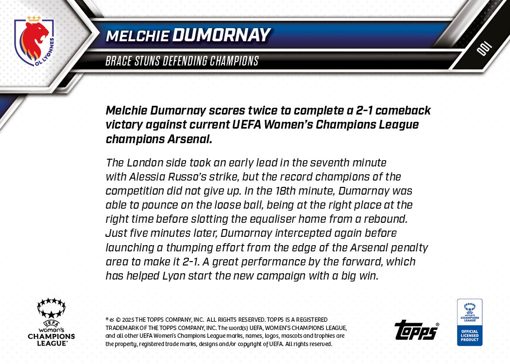 Melchie Dumornay - 2025-26 UWCL Topps NOW - Card 1 - Image 7