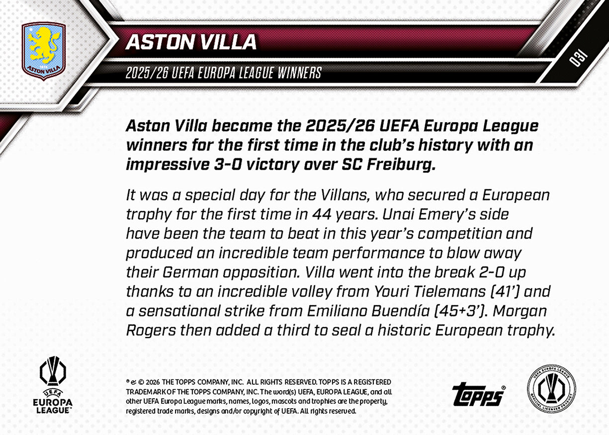 Aston Villa - 2025-26 UEL Topps NOW - Card 31 - PR: 1724 - Image 9