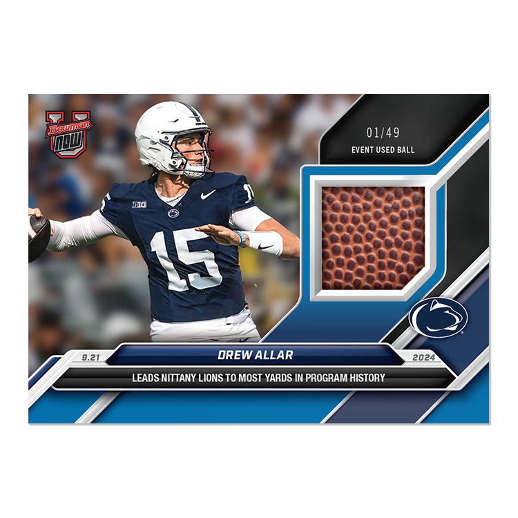 Game-used Ball Relic # to 49 or Lower - Drew Allar - 2024 Bowman U Now Card 15 - Image 3