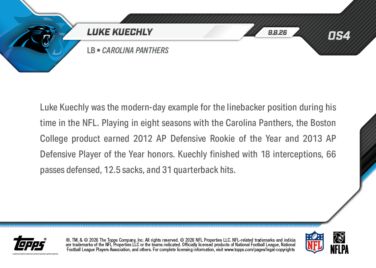 Luke Kuechly - 2026 NFL Topps NOW - Card OS04 - PR: 2659 - Image 3