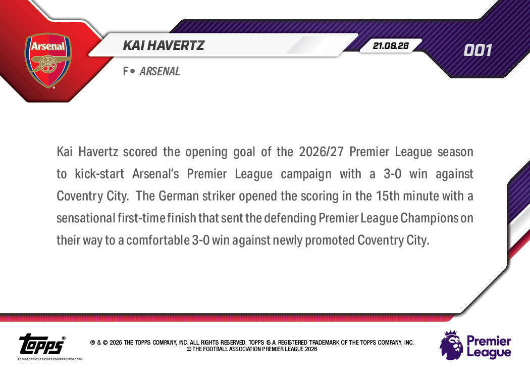Kai Havertz - 2026-27 Premier League Topps NOW - Card 1 - PR: 2428 - Image 6