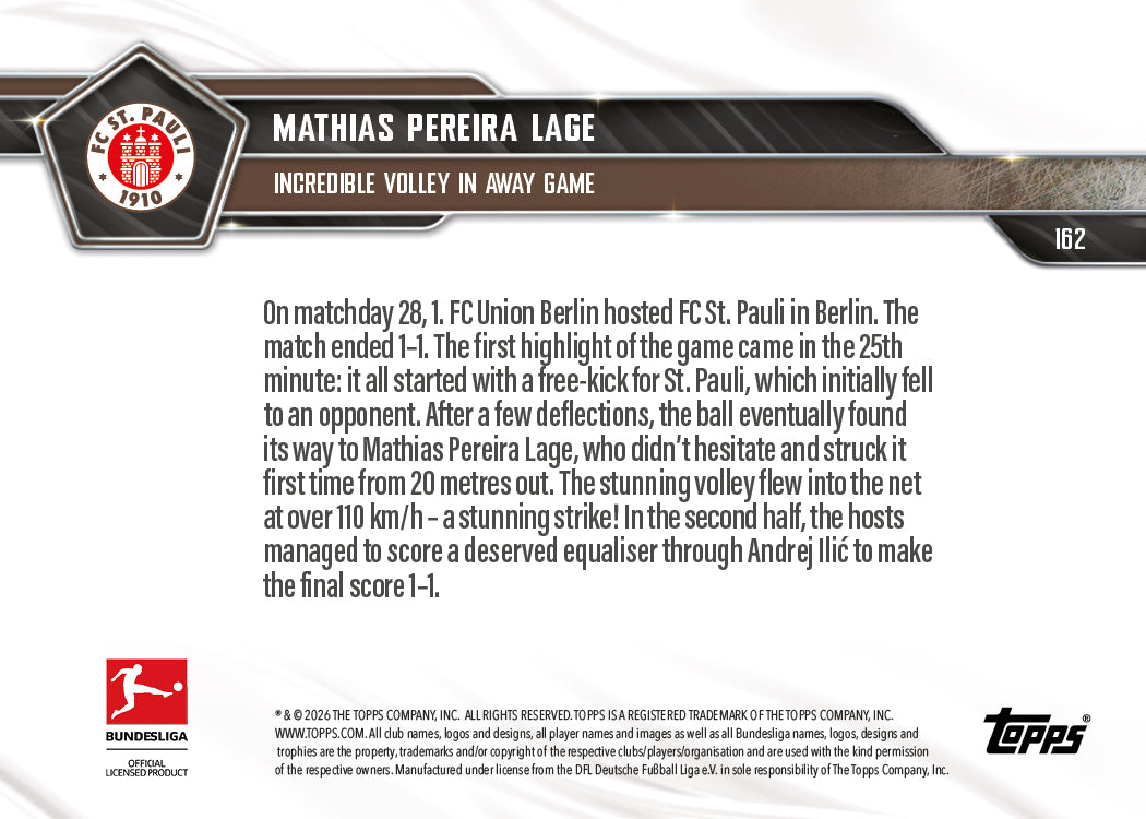 Mathias Pereira Lage - 2025-26 Bundesliga Topps NOW - Card 162 - PR: 294 - Image 7