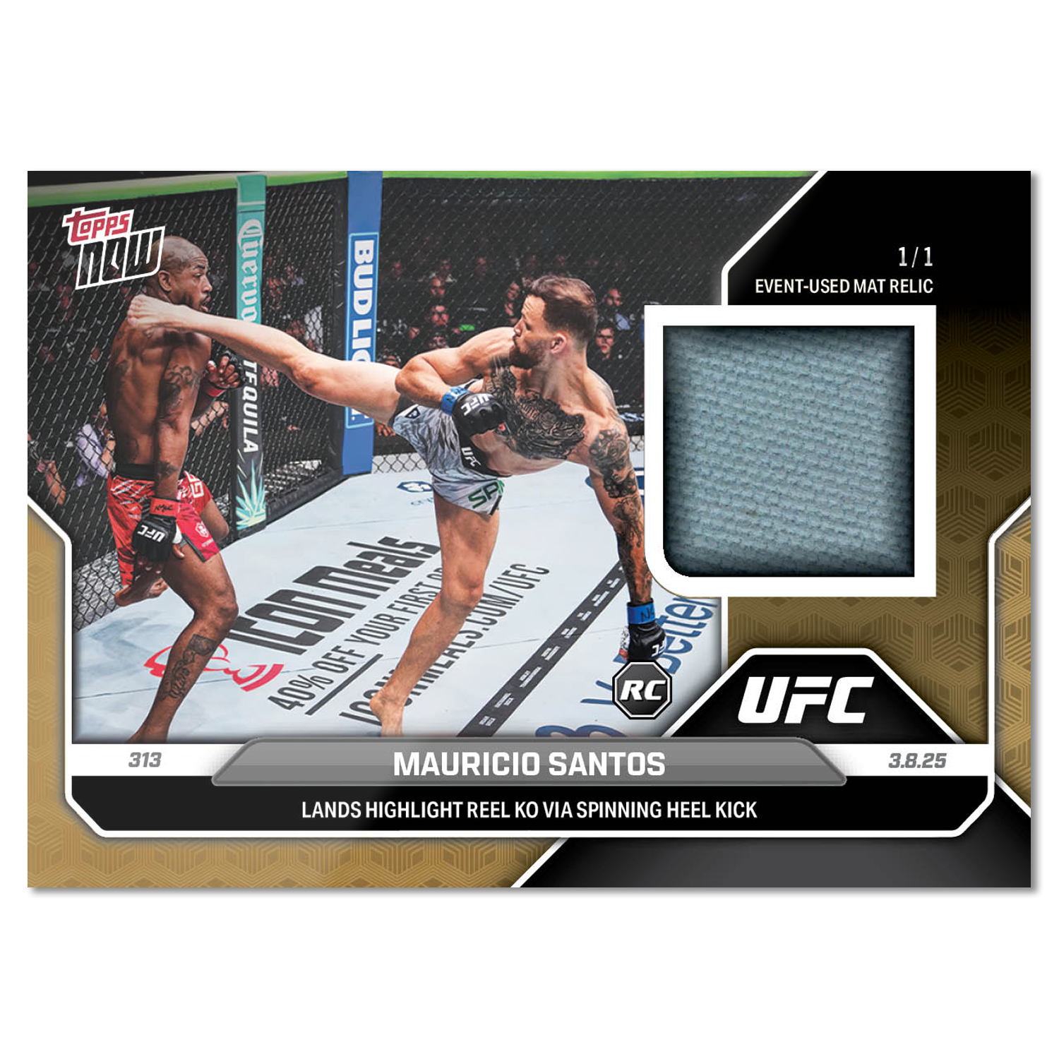 Event-used Mat Relic # to 50 or Lower - Mauricio Santos - 2025 UFC Topps NOW - Card 8