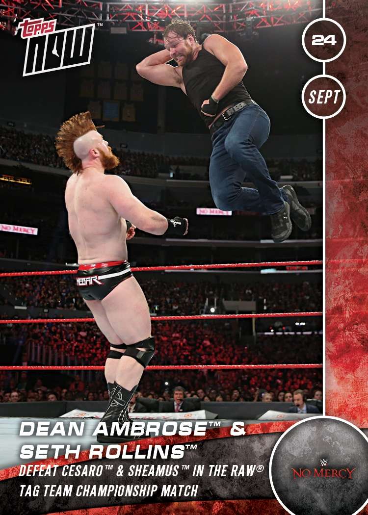 Dean Ambrose & Seth Rollins WWE Topps NOW ™ Card 136 - PRINT RUN QTY: 38 CARDS