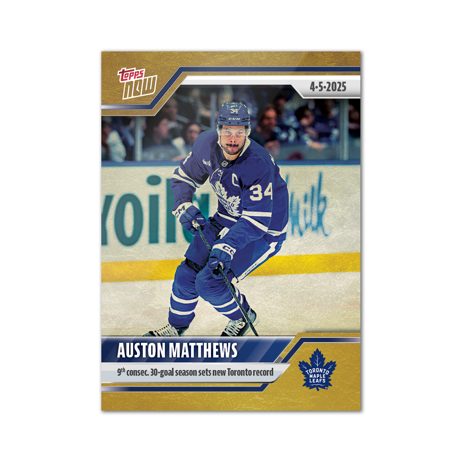 Auston Matthews - 2024-25 NHL Topps NOW - Sticker # 153 Pack - PR: 130 - Image 2