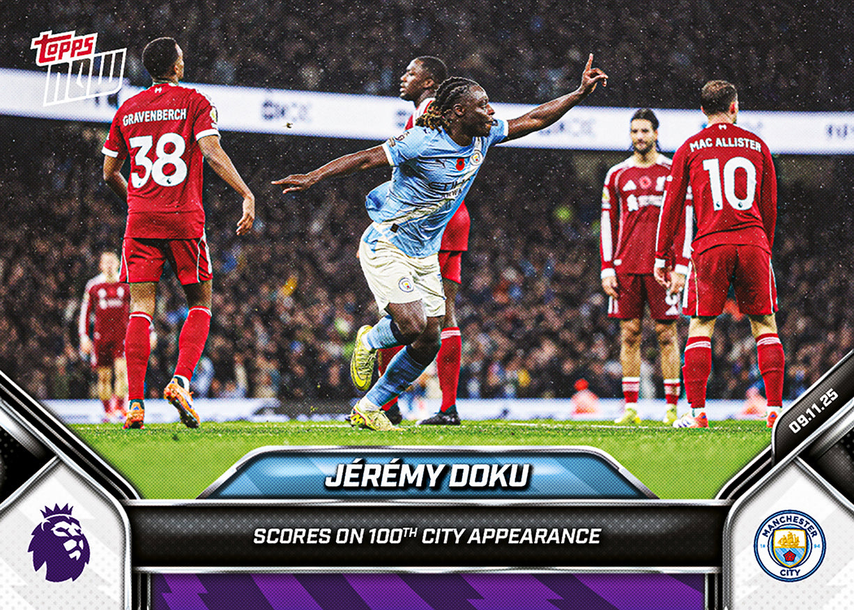 Jérémy Doku - 2025-26 Premier League Topps NOW - Card 57 - PR: 394