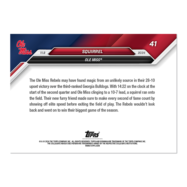 Alternative view of Squirrel - 2024 Bowman U NOW Football Card 41 - PR: 1242