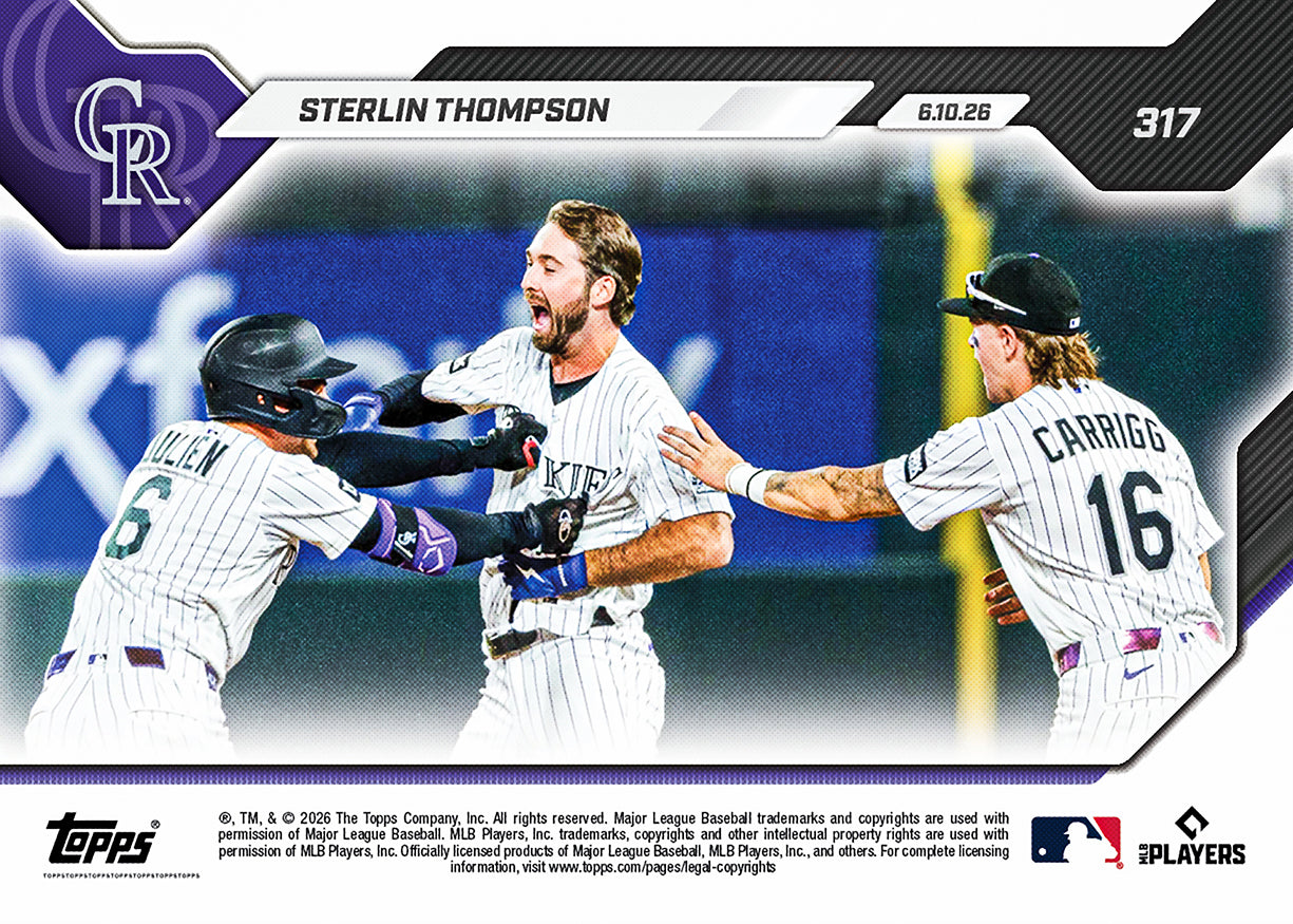 Sterlin Thompson - 2026 MLB Topps NOW - Card 317 - PR: 515 - Image 2