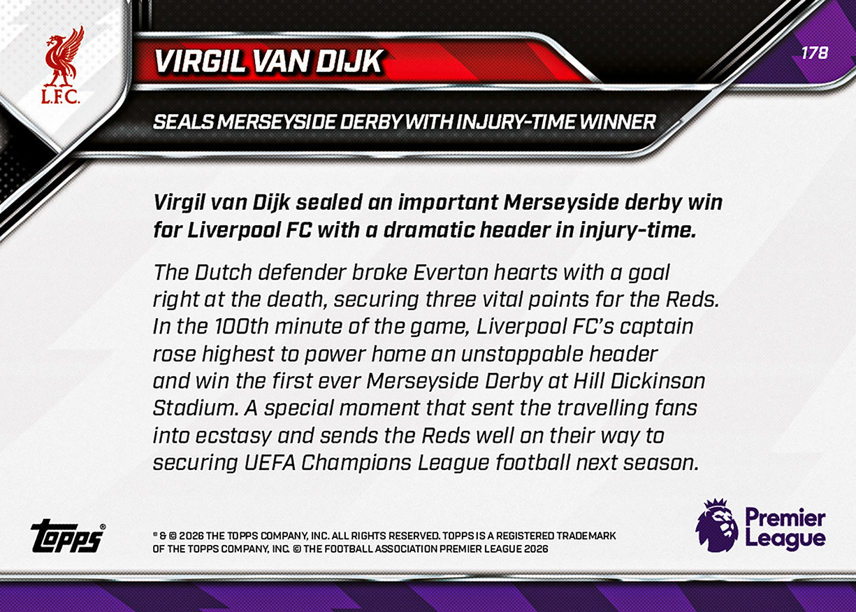 Virgil van Dijk - 2025-26 Premier League Topps NOW - Card 178 - PR: 578 - Image 7