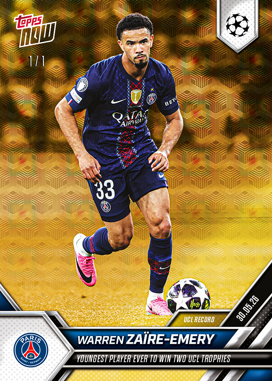 Alternative view of Warren Zaïre-Emery - 2025-26 UCL Topps NOW - Card 143 - PR: 845
