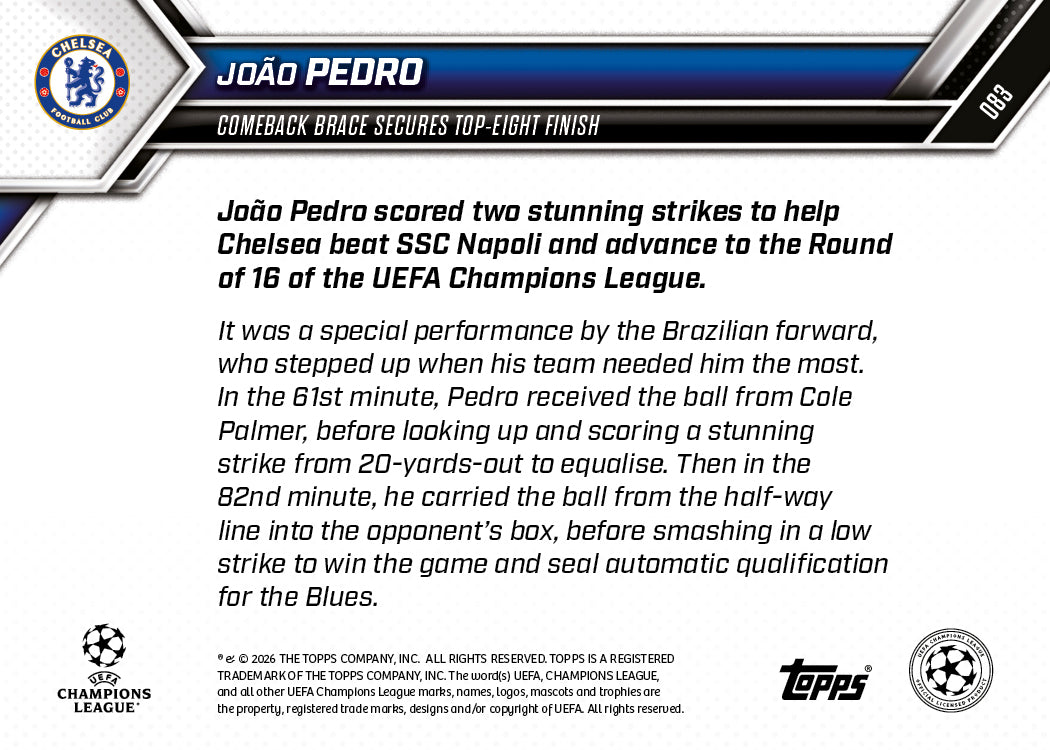 João Pedro - 2025-26 UCL Topps NOW - Card 83 - PR: 585 - Image 7