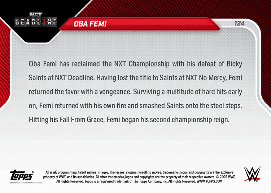 Oba Femi - 2025 WWE Topps NOW - Card 134 - PR: 447 - Image 2