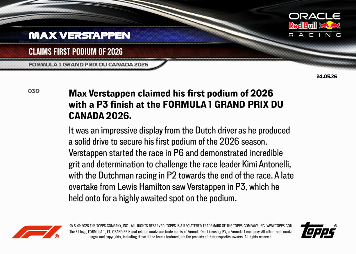 Max Verstappen - 2026 Formula 1 Topps NOW - Card 30 - PR: 3664 - Image 7