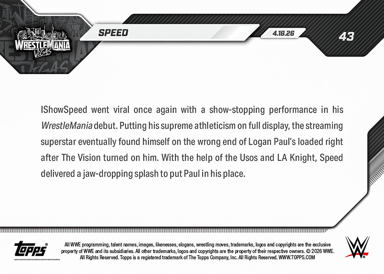 Speed - 2026 WWE Topps NOW - Card 43 - PR: 2256 - Image 2