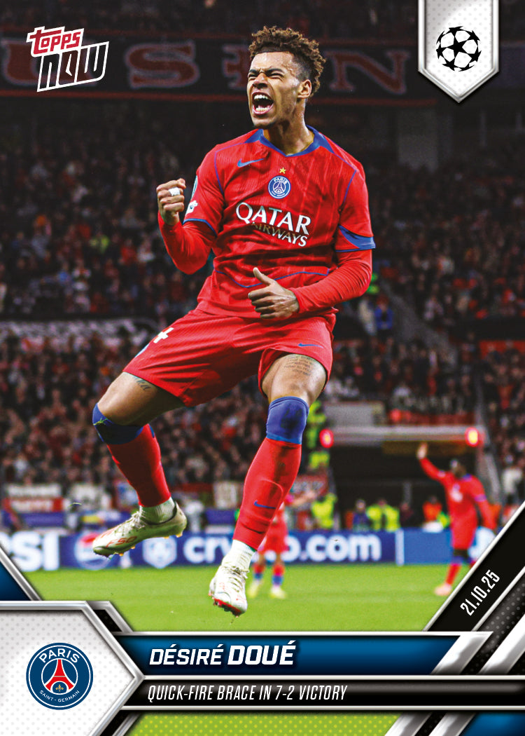 Désiré Doué - 2025-26 UCL Topps NOW - Card 37 - PR: 446