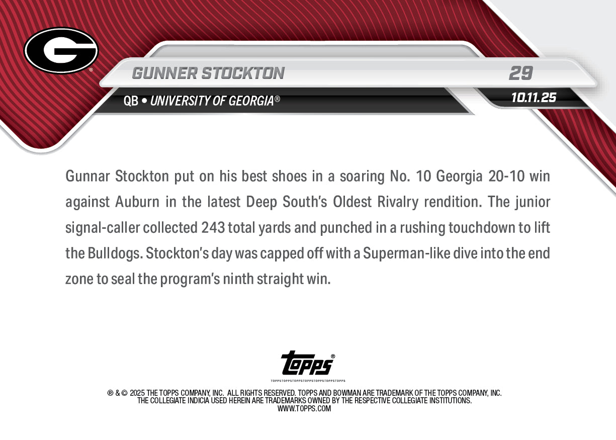 Gunner Stockton - 2025-26 Bowman U NOW Football - Card 29 - PR: 1523 - Image 3