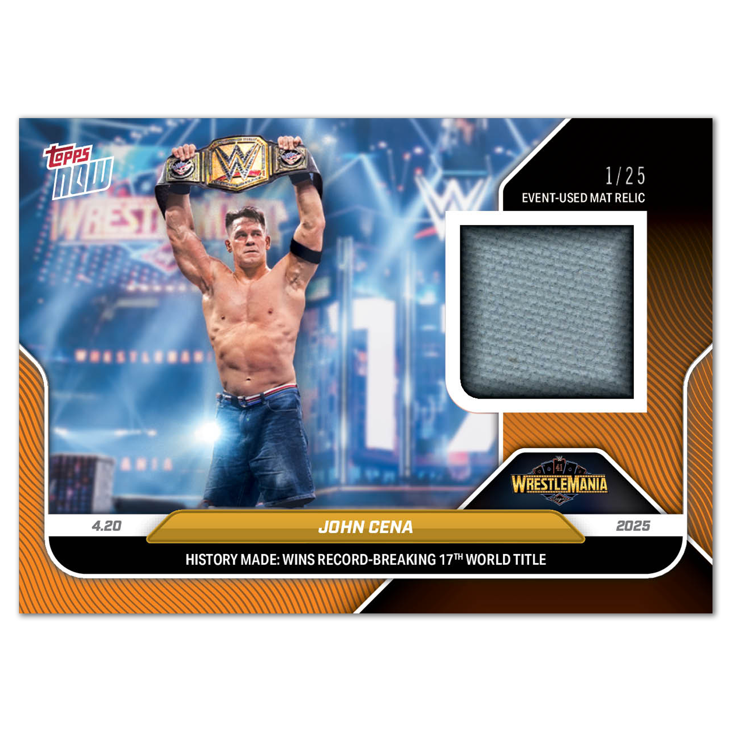 John Cena - 2025 WWE Topps NOW - Card 46 - LOOK FOR RELICS AND AUTO-RELIC - PR: 20,912 - Image 3