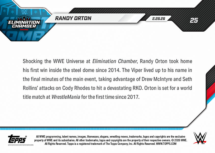 Randy Orton - 2026 WWE Topps NOW - Card 25 - PR: 2507 - Image 3
