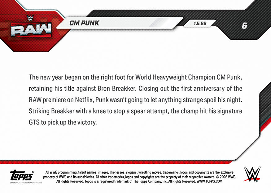 CM Punk - 2026 WWE Topps NOW - Card 6 - PR: 1767 - Image 3