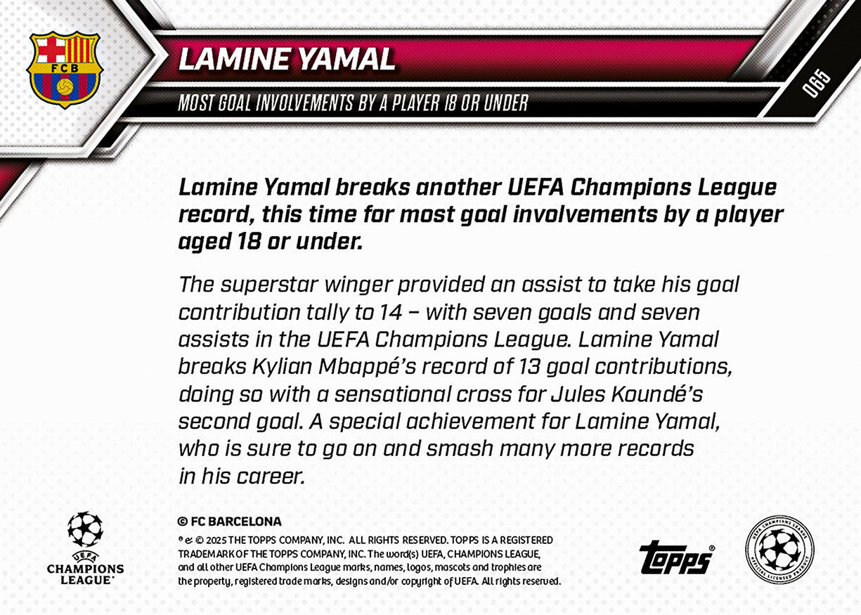 Lamine Yamal - 2025-26 UCL Topps NOW - Card 65 - PR: 3773 - Image 7