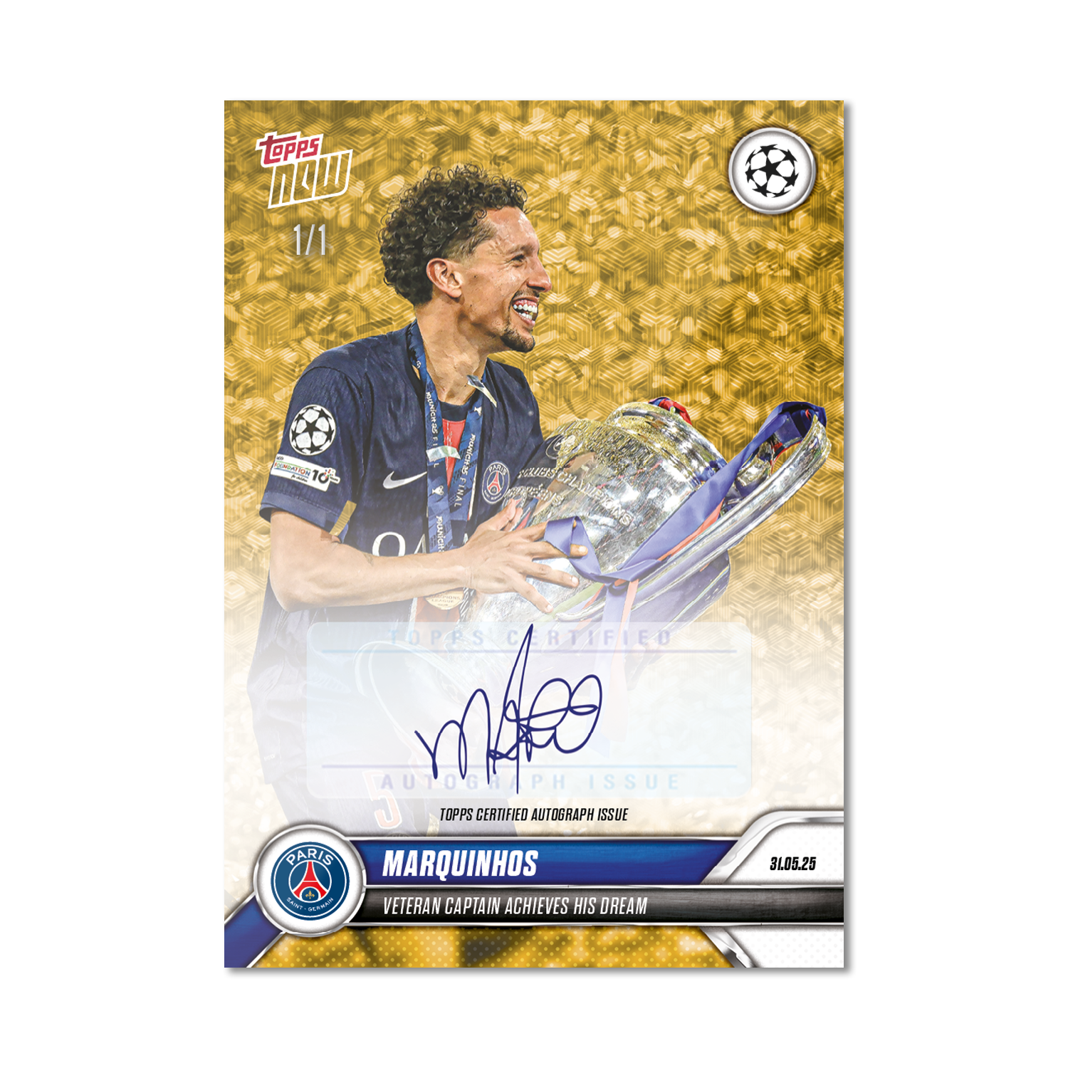 Marquinhos - 2024-25 UCL Topps NOW - Card 160 - LOOK FOR AUTO - PR: 1299 - Image 2