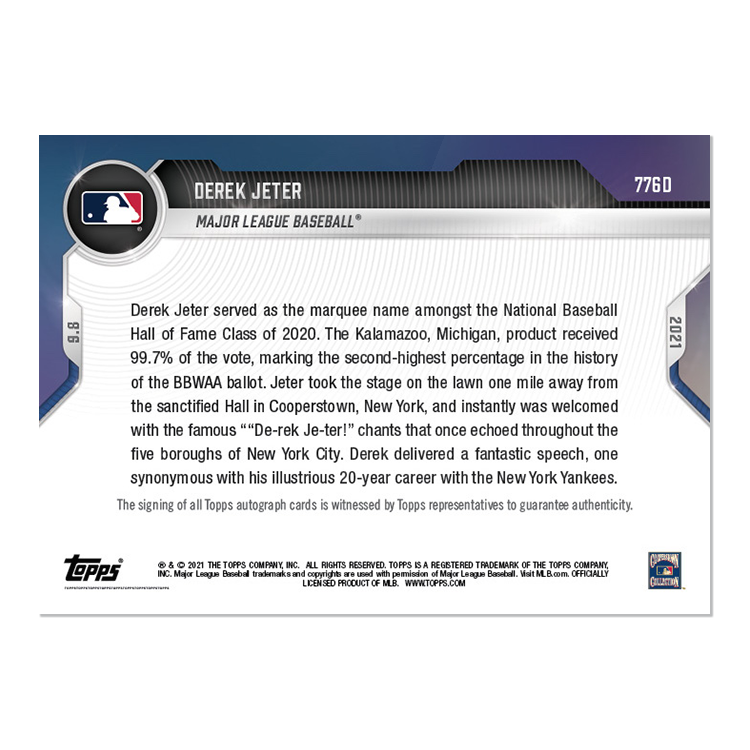 On-Card Auto # to 10 - Derek Jeter - 2021 MLB TOPPS NOW Card 776D - Image 2