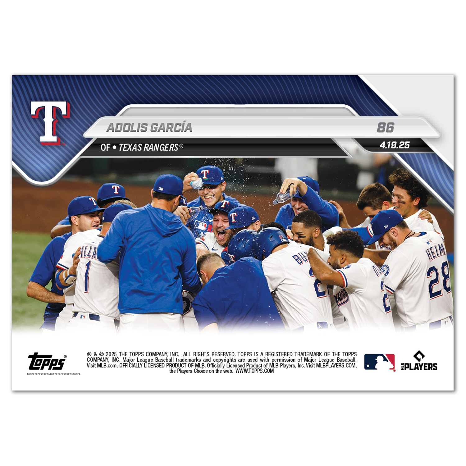 Adolis García - 2025 MLB Topps NOW - Card 86 - PR: 518 - Image 2