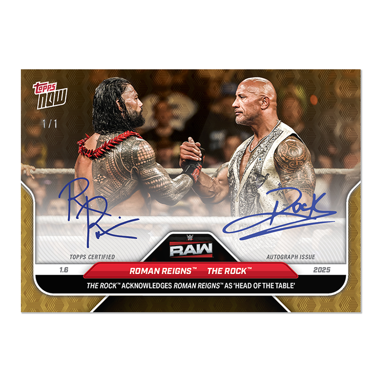 Roman Reigns/The Rock - 2025 WWE Topps NOW Card 3 - LOOK FOR AUTO - PR: 16,878 - Image 2