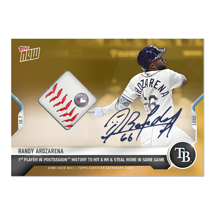 On-Card Auto-Relic # to 1 - Randy Arozarena - 2021 MLB TOPPS NOW Card 926F