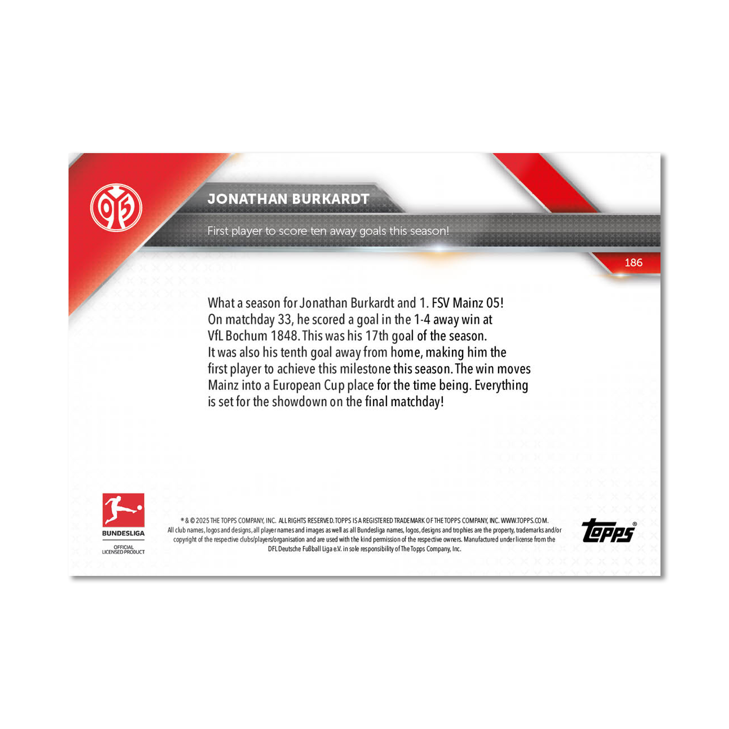 Jonathan Burkardt - 2024-25 Bundesliga Topps NOW - Card 186 - PR: 62 - Image 7