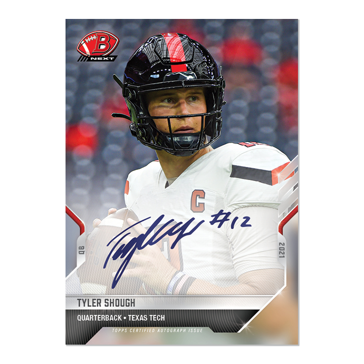 On-Card Auto # to 99 - Tyler Shough - 2021 Bowman NEXT TOPPS NOW Football Card 7A