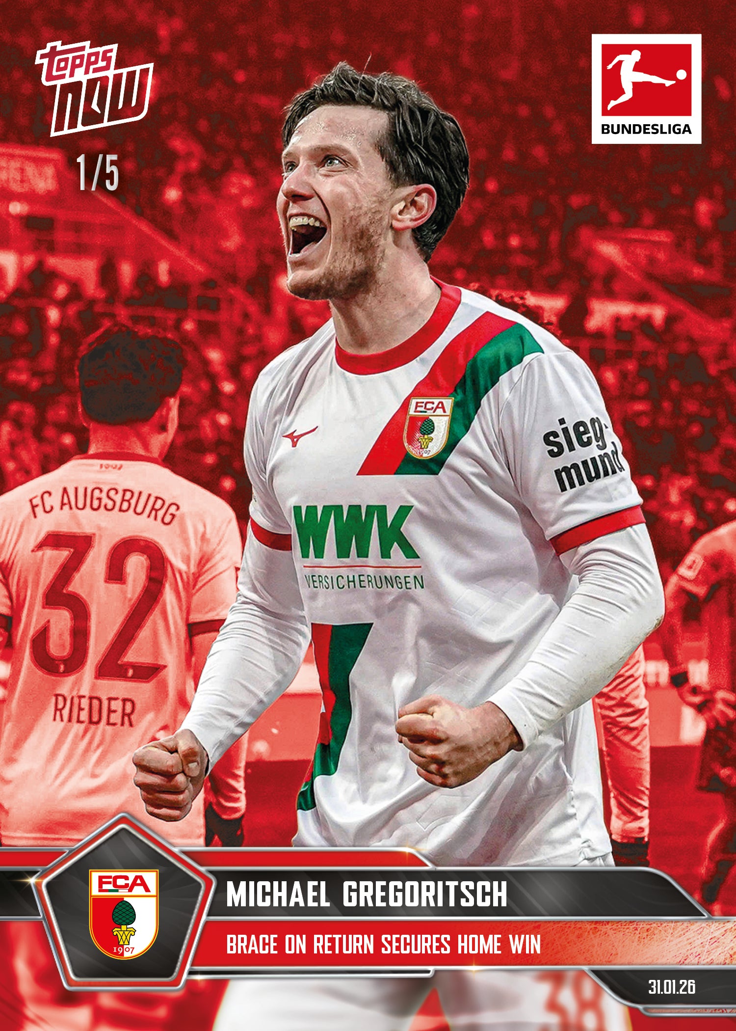 Michael Gregoritsch - 2025-26 Bundesliga Topps NOW - Card 111 - PR: 157 - Image 3