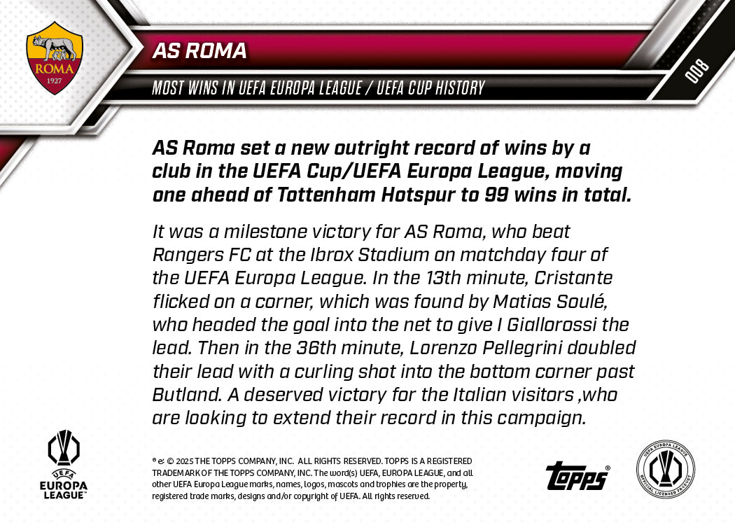 AS Roma- 2025-26 UEL Topps NOW - Card 8 - PR: 207 - Image 7