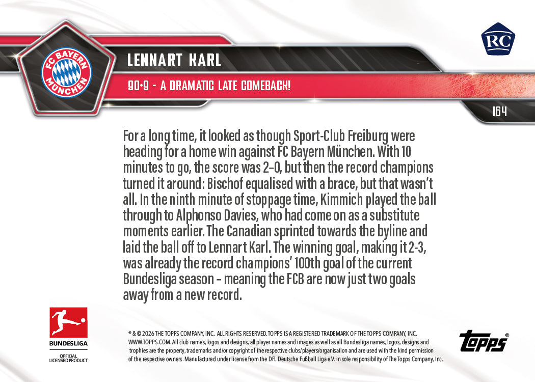 Lennart Karl - 2025-26 Bundesliga Topps NOW - Card 164 - PR: 6493 - Image 7